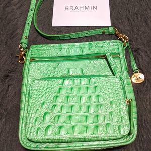 Brahmin Crossbody Cleo Leather Purse in Green
